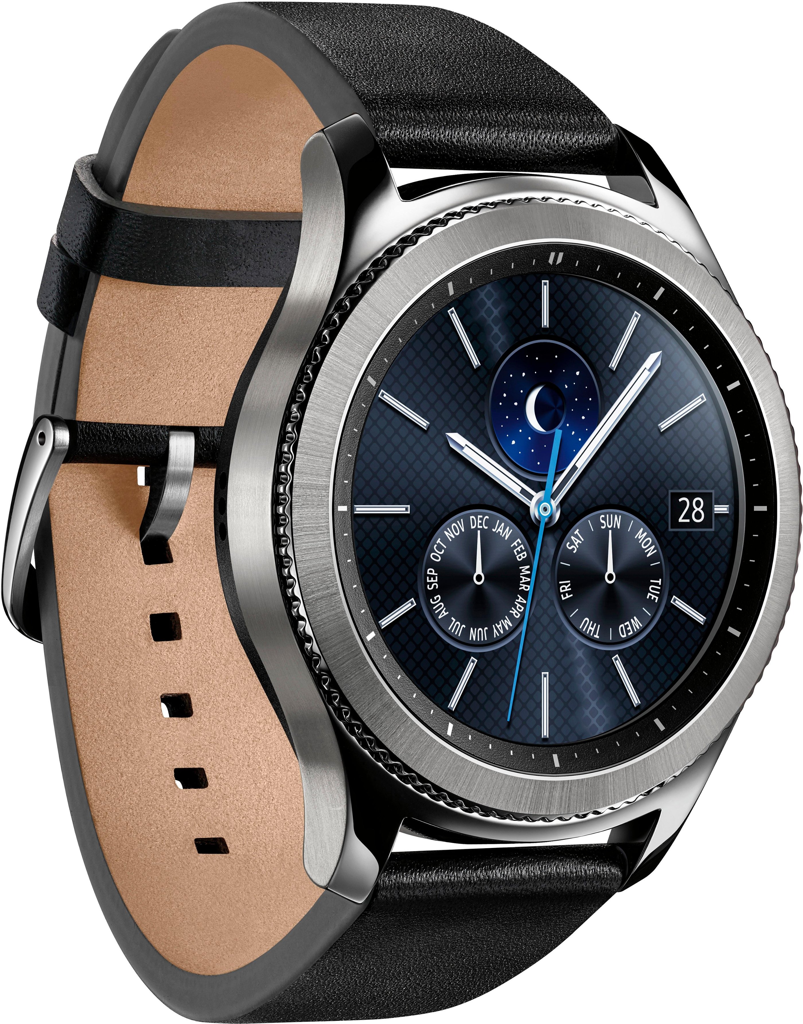 Left View: Samsung - Geek Squad Certified Refurbished Gear S3 Classic Smartwatch 46mm Stainless Steel - Silver