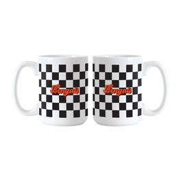 Logo Brands - Cincinnati Bengals 2-Pack 15oz. Checkered Wordmark Mug Set - Multicolor