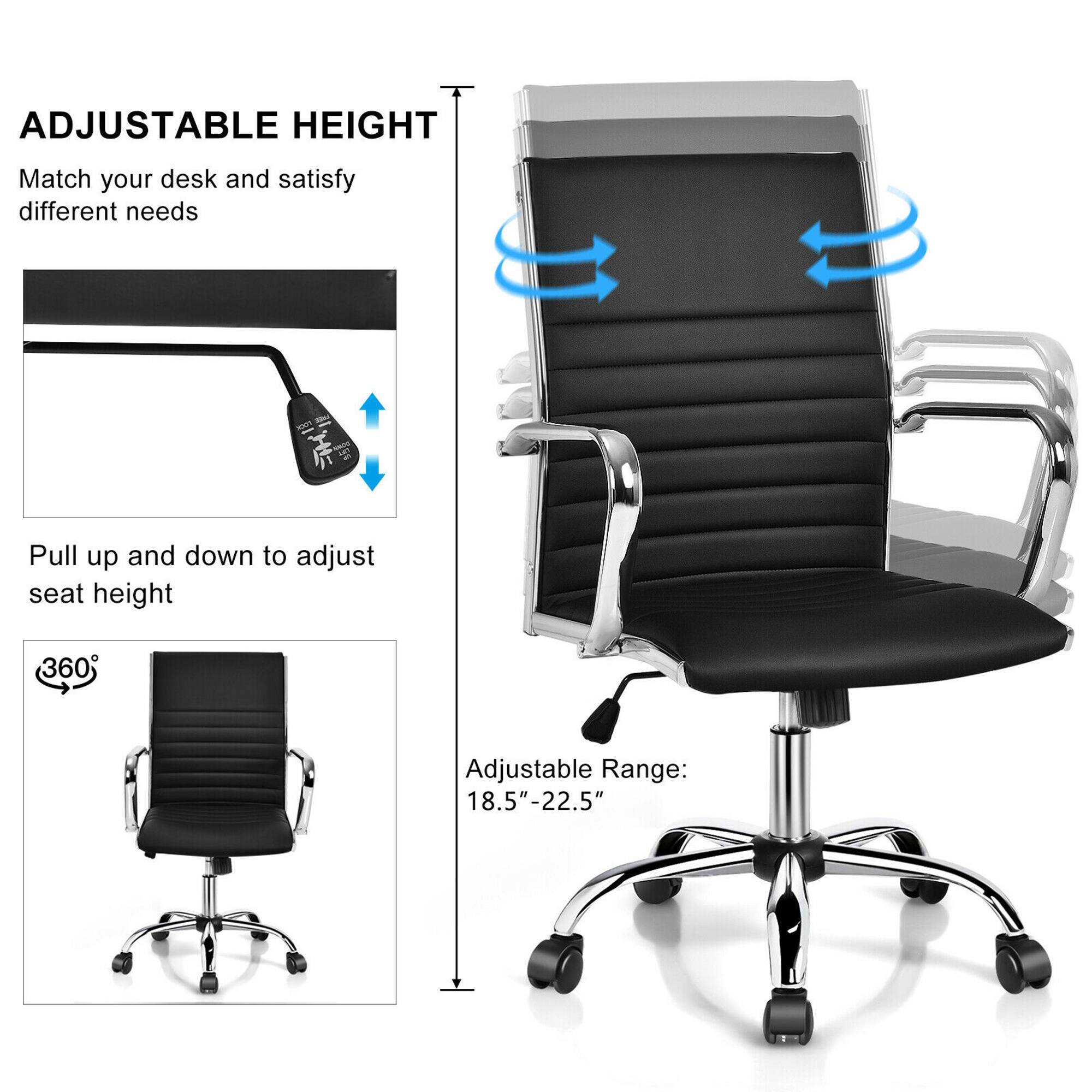 ADJUSTABLE HEIGHT: Match your desk and satisfy different needs - Pull up and down to adjust seat height. 360 Adjustable Range: 18.5"-22.5".