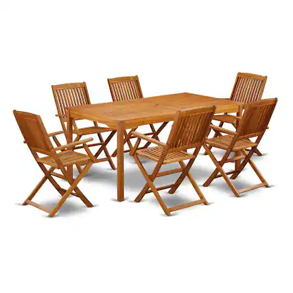 Front. East West Furniture - Wooden Patio Set Natural Oil - Brown.