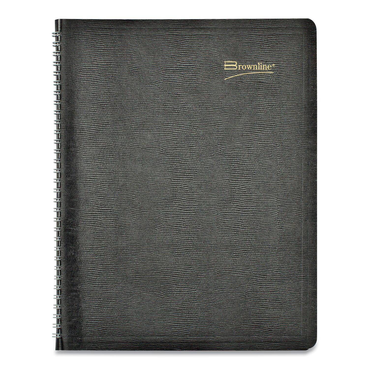 Left. Brownline - Essential Collection 14 Month Ruled Monthly Planner 11 x 8.5 Black Cover 14 Month Dec 2025 to Jan 2027.