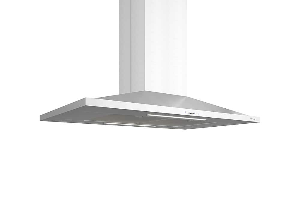 Angle View: Zephyr - Anzio 42 in. 600 CFM Island Mount Range Hood with LED Lighting in Stainless Steel - Stainless steel