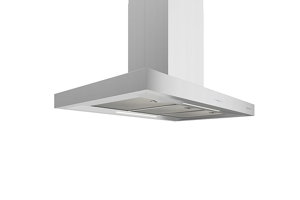 Angle View: Zephyr - Roma 36 in. 600 CFM Island Mount Range Hood with LED Lighting in Stainless Steel - Stainless steel