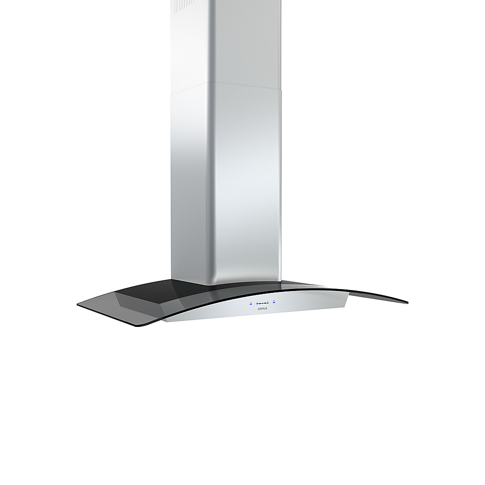 Left View: Zephyr - Ravenna 30 in. 600 CFM Wall Mount Range Hood with LED Light in Stainless Steel with Gray Glass Canopy - Stainless steel and glass