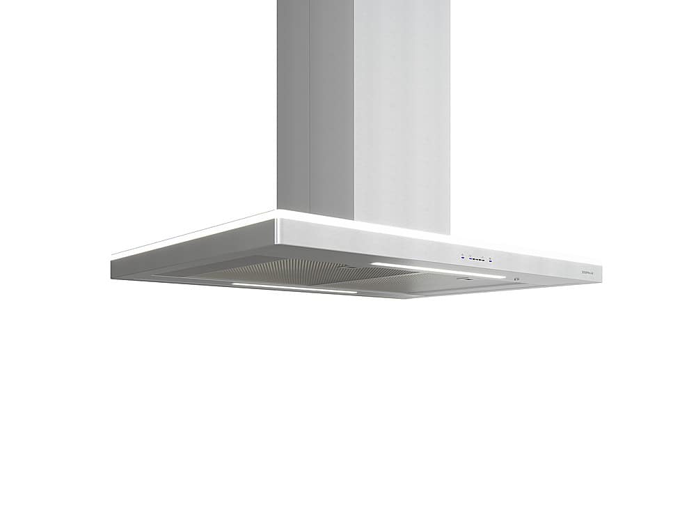 Angle View: Zephyr - Luce 36 in. 600 CFM Island Mount Range Hood with LED Lighting in Stainless Steel - Stainless steel