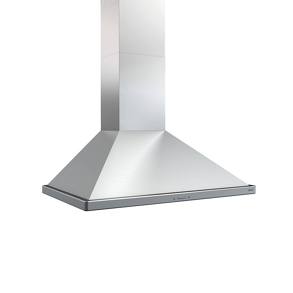 Left View: Zephyr - Siena 36 in. 650 CFM Wall Mount Range Hood with LED Light in Stainless Steel - Stainless steel