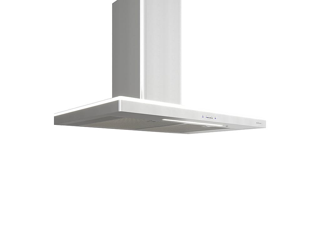 Angle View: Zephyr - Luce 36 in. 600 CFM Wall Mount Range Hood with LED Lights in Stainless Steel - Stainless steel