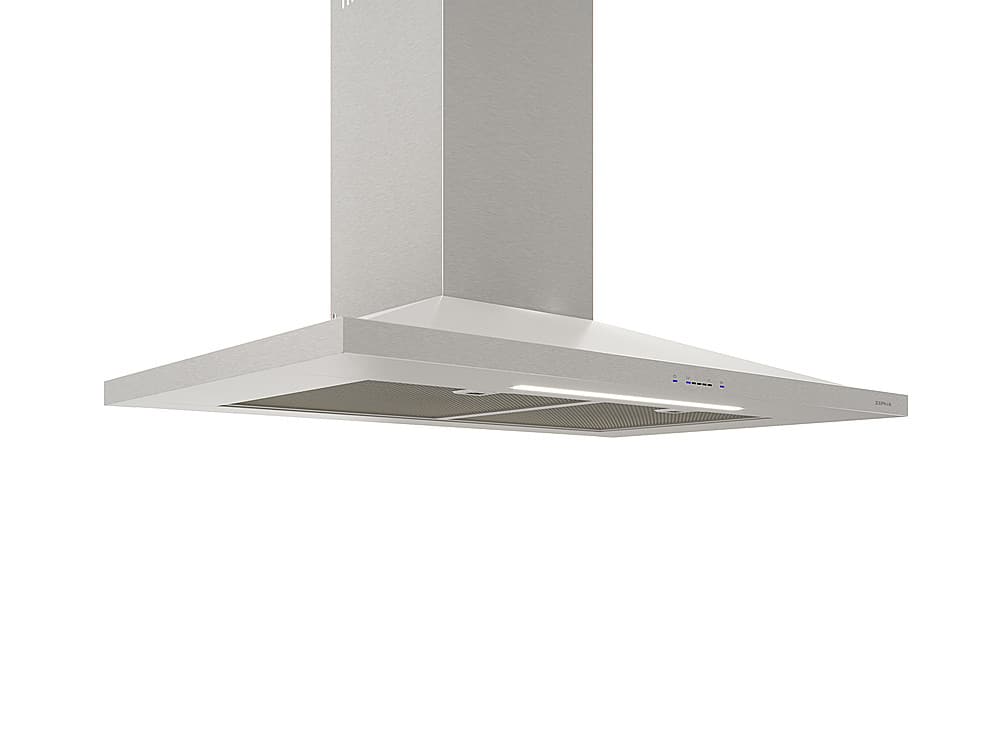 Angle View: Zephyr - Anzio 36 in. 600 CFM Wall Mount Range Hood with LED Light in Black Stainless Steel - Black stainless steel