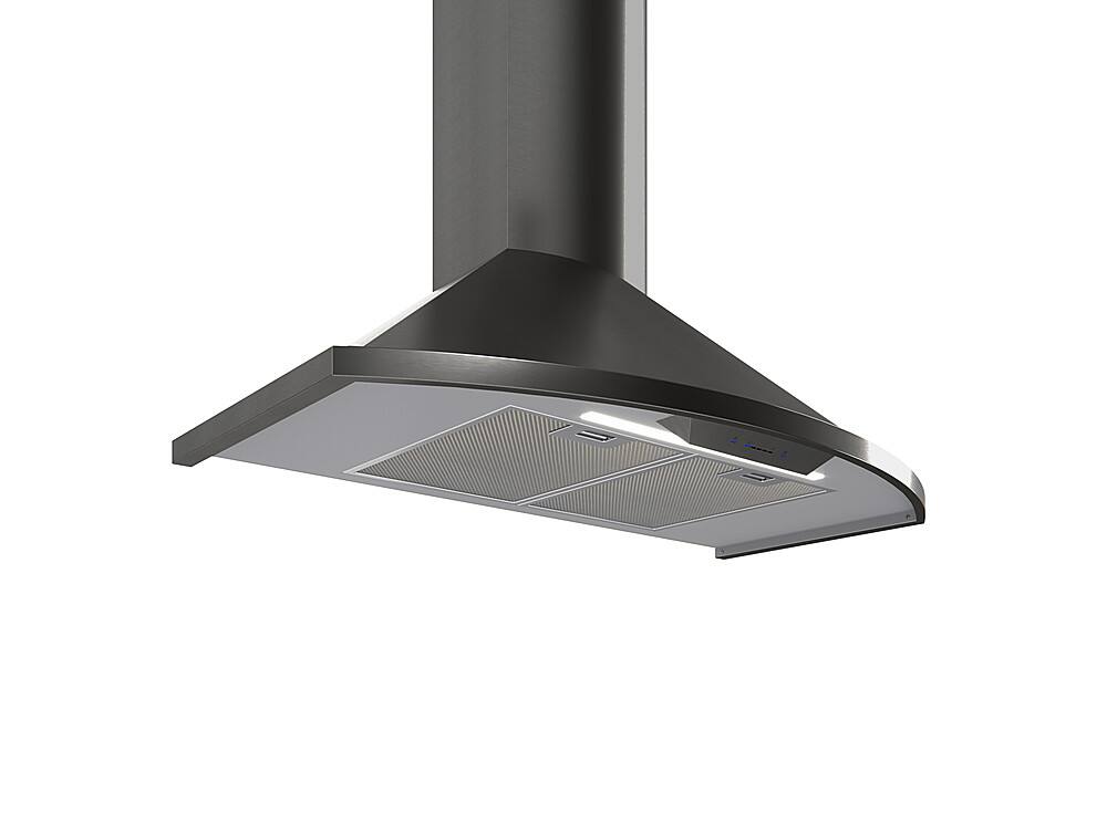 Angle View: Zephyr - Savona 36 in. 685 CFM Wall Mount Range Hood with LED Light - Black stainless steel