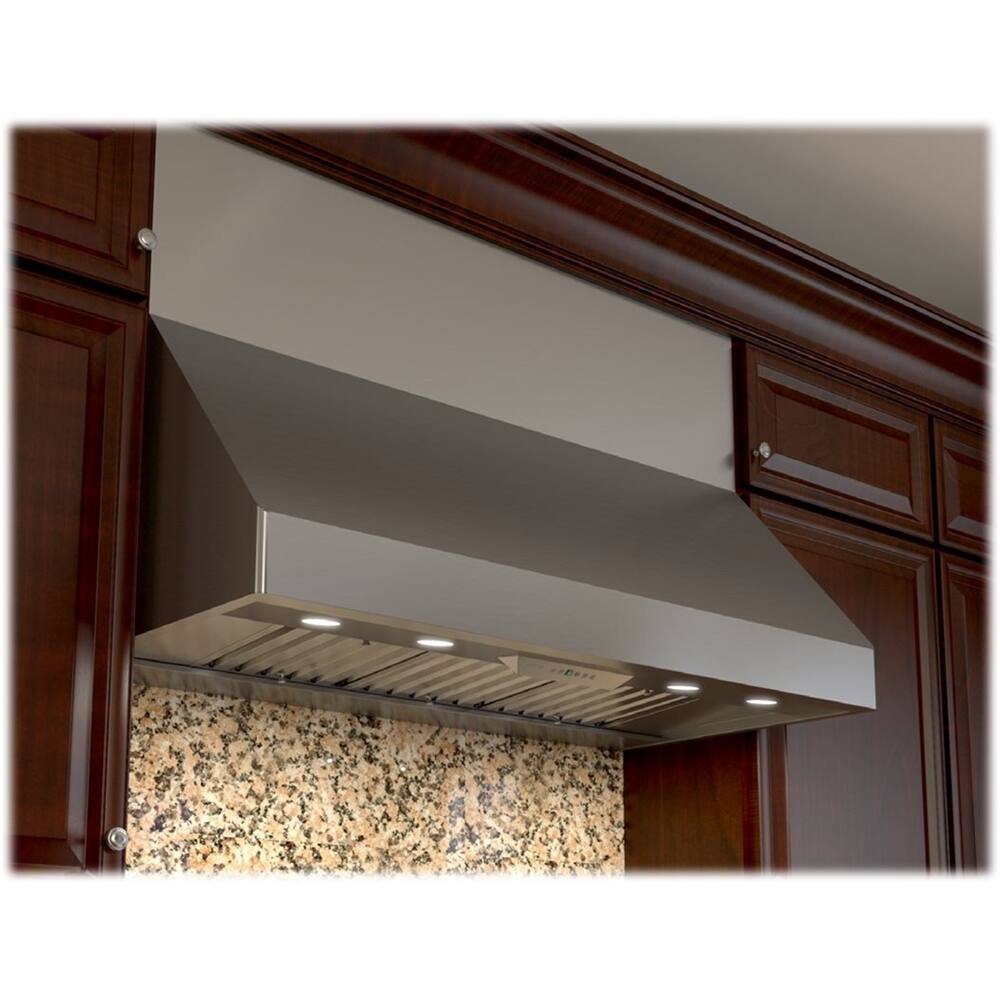 Left. Zephyr - Duct 54 in. x 12 in. Duct Cover for Tempest II Range Hood - Stainless Steel.