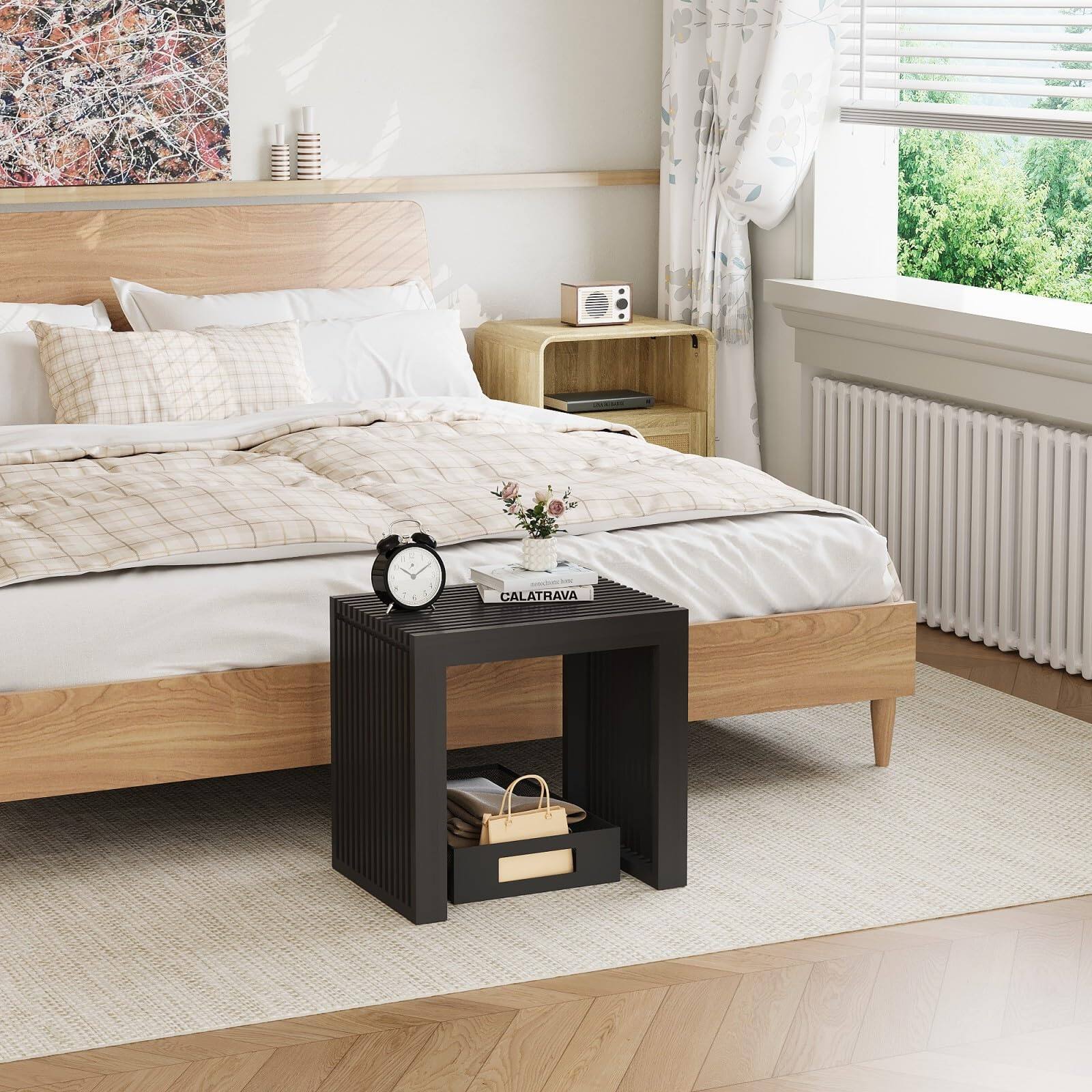 Alt View 5. Fabibe - Farmhouse Pine Bench Hercules Series Commercial Grade Rustic Solid - Mahogany.