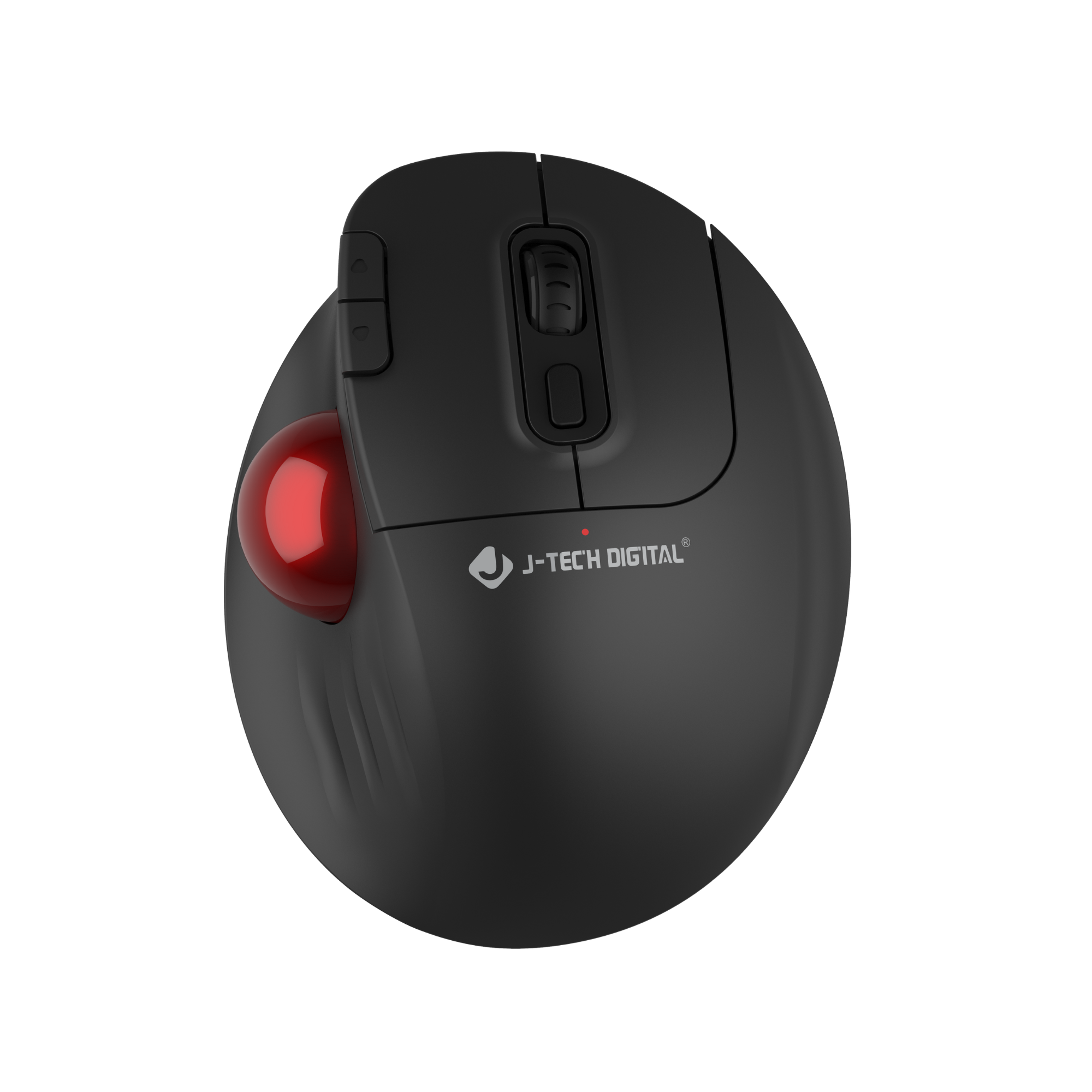J-Tech Digital - Wireless Ergonomic Trackball Mouse with Thumb Control, DPI Adjustment and Multi-System - Wireless - Black