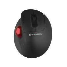 J-Tech Digital - Wireless Ergonomic Trackball Mouse with Thumb Control, DPI Adjustment and Multi-System - Wireless - Black