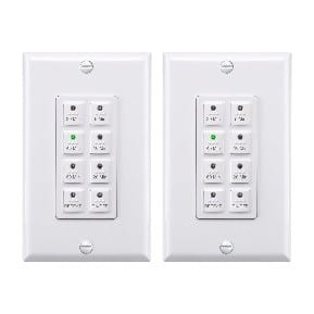 BN-LINK - Countdown Digital Wall Timer Switch for Exhaust Fan, Push Button 5-10-20-30-45-60 min, Neutral, 2-Pack - White