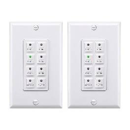 BN-LINK - Countdown Digital Wall Timer Switch for Exhaust Fan, Push Button 5-10-20-30-45-60 min, Neutral, 2-Pack - White