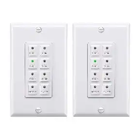 Front. BN-LINK - BN-LINK Countdown Digital Wall Timer Switch for Exhaust Fan, Push Button 5-10-20-30-45-60 min, Neutral, White, 2-Pack - White.