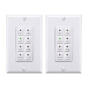 Front. BN-LINK - BN-LINK Countdown Digital Wall Timer Switch for Exhaust Fan, Push Button 5-10-20-30-45-60 min, Neutral, White, 2-Pack - White.
