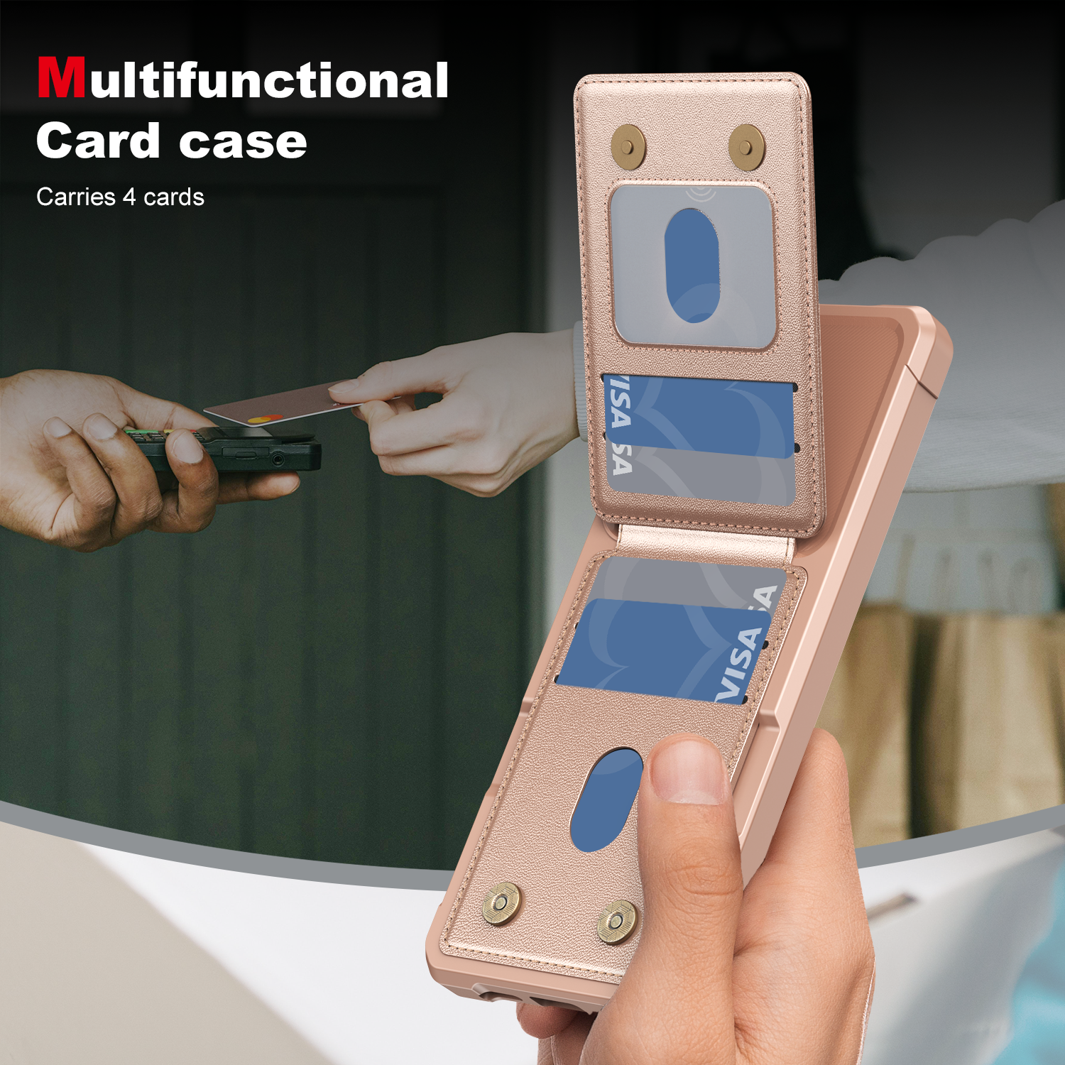 Multifunctional Card case  
Carries 4 cards