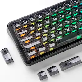 Womier - Clear Keycaps Set, Transparent Shine Through Keycap for MX-Compatible 61/68/84/87/98/100/104 Mechanical Keyboard - Gray