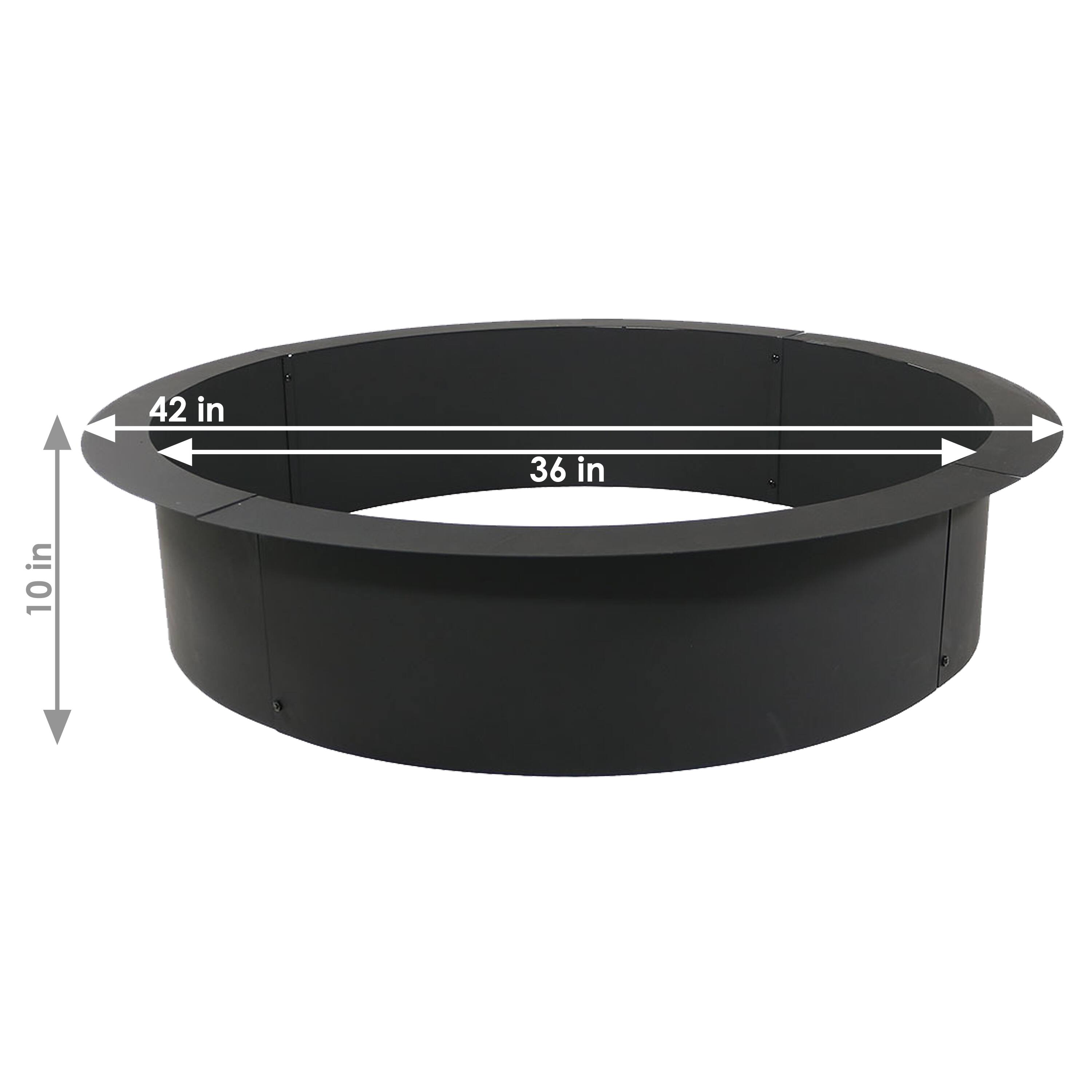 Alt View 2. Sunnydaze - 36 in Heavy-Duty Steel Above/In-Ground Fire Pit Ring Insert - Black.