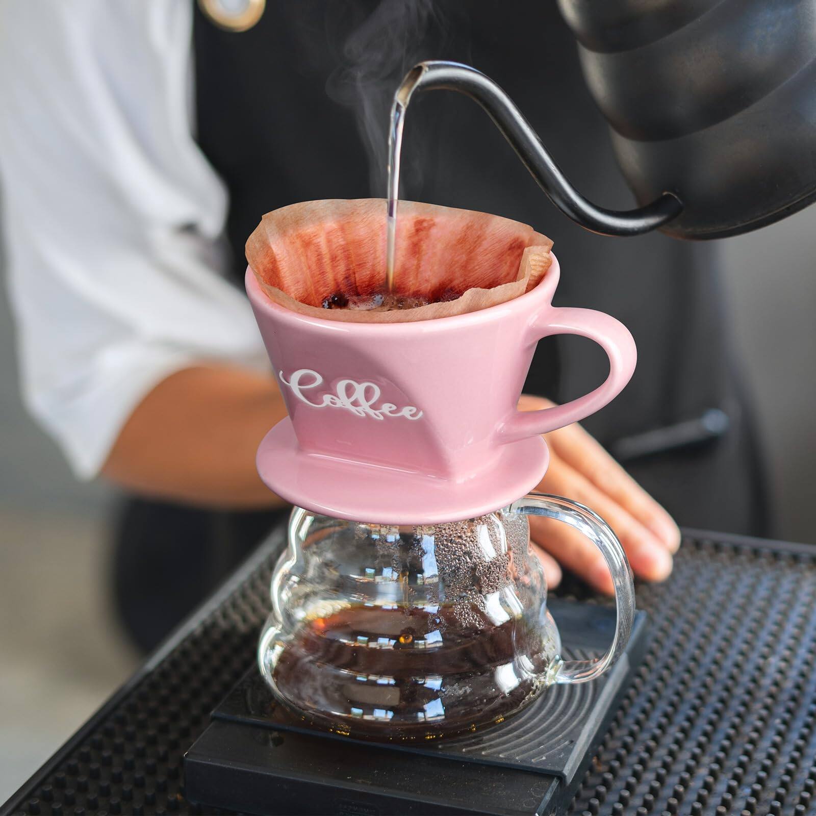 Alt View 7. Dapper Styles - Pour Over Coffee Maker Ceramic Dripper Manual Brew Kitchen Decor And Accessories Single Cup Porcelain Slow ... - Red.