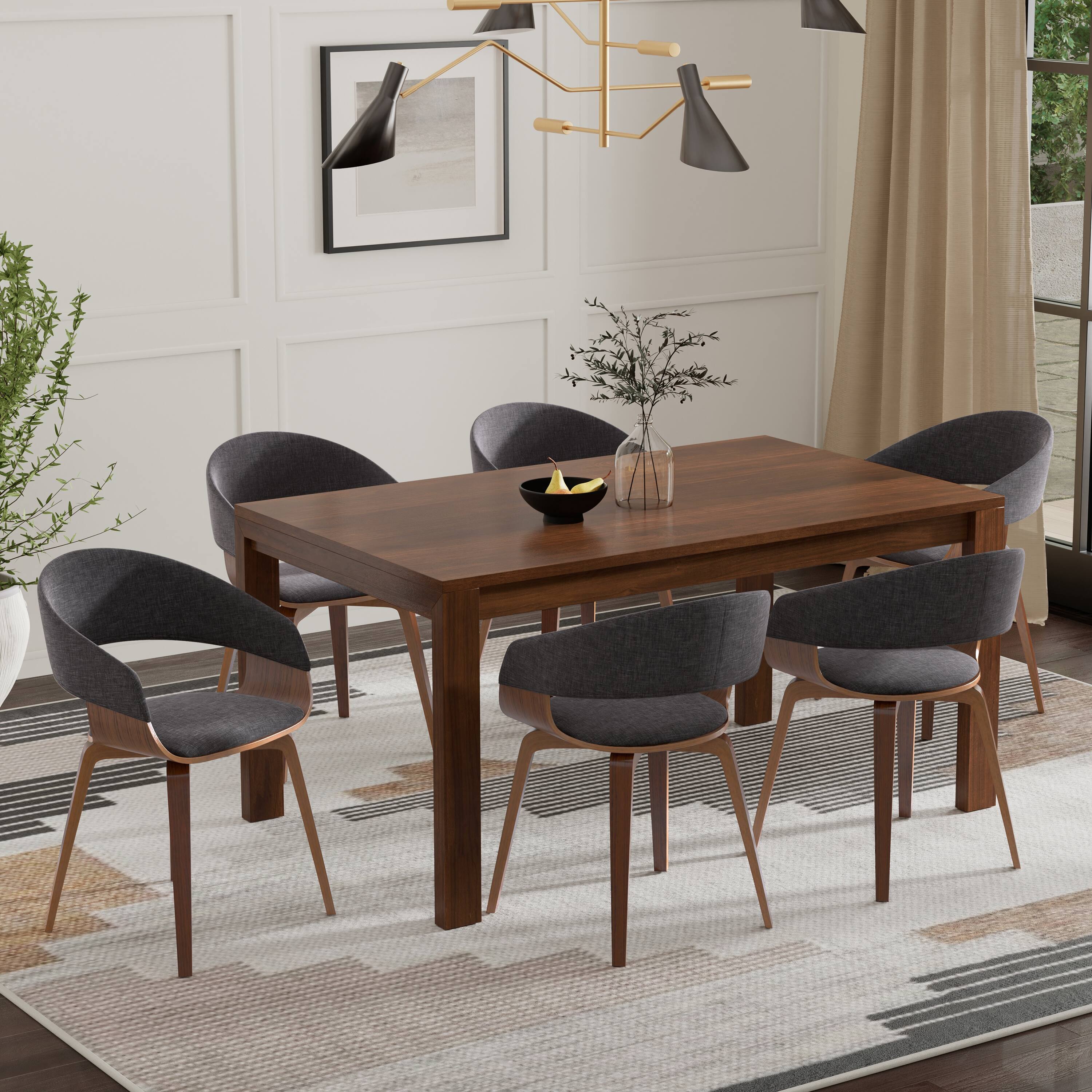 Angle. Simpli Home - Lowell / Wilson 7-Piece Dining Set - Charcoal Grey.