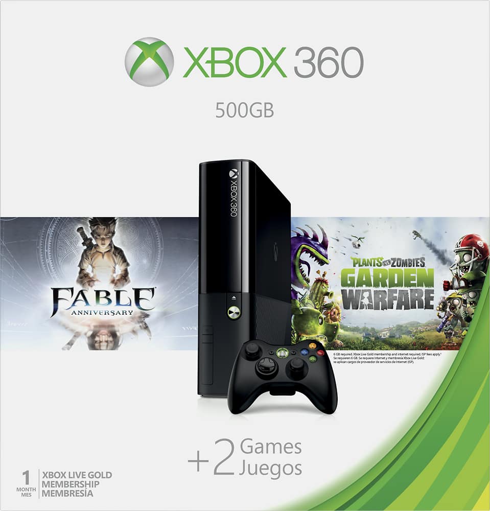 Best Buy: Microsoft Xbox 360 500GB Fable Anniversary and Plants vs. Zombies:  Garden Warfare Bundle Black 3M4-00001