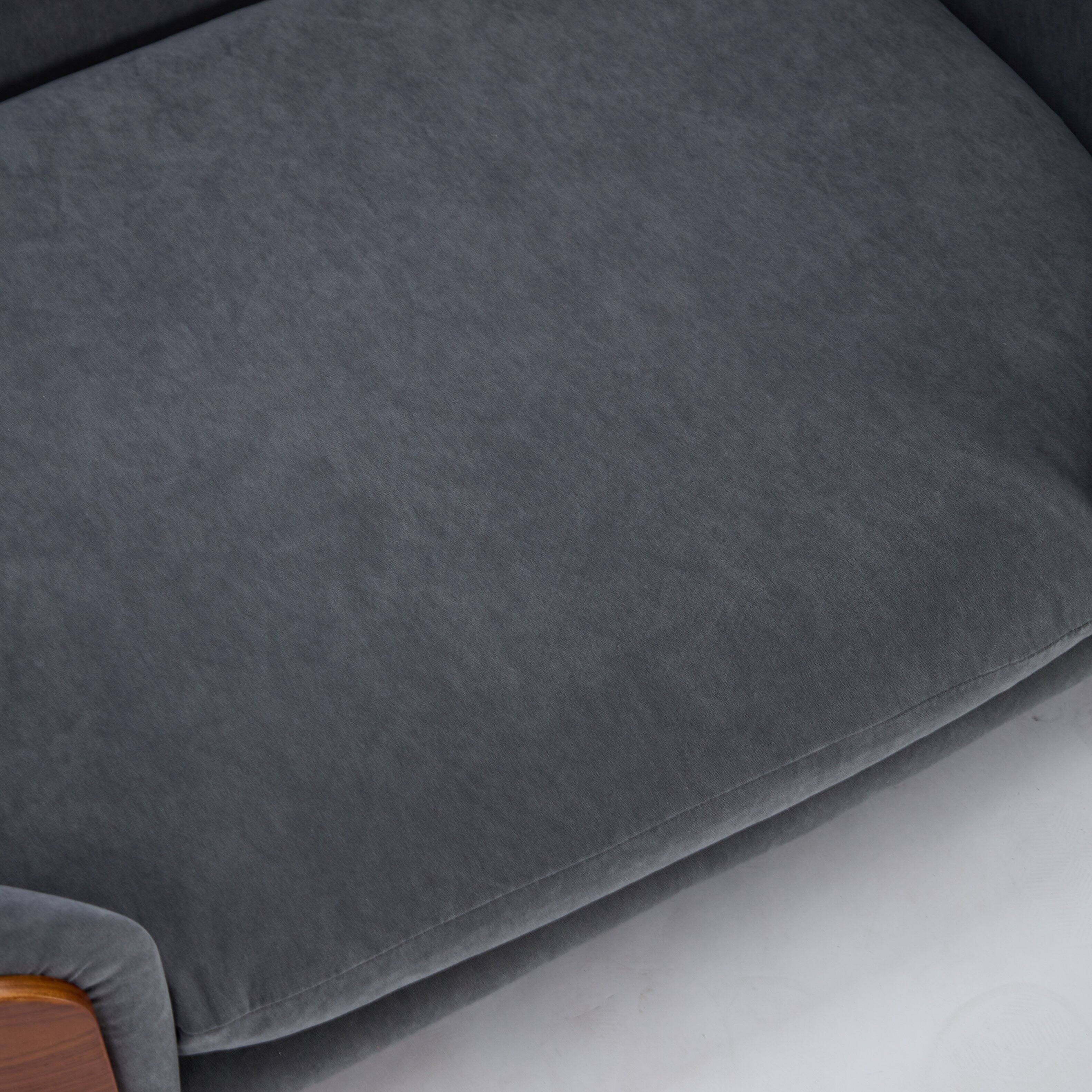 Alt View 4. APRILSOUL - Scandinavian style Elevated Dog Bed Pet Sofa With Solid Wood legs and Walnut Bent Wood Back Velvet Large Size - Dark Gray.