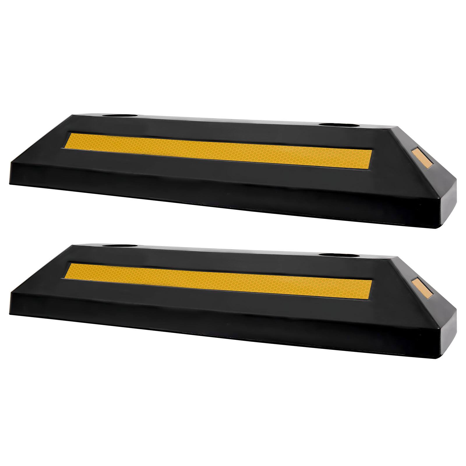 Alt View 5. VEVOR - Parking Stopper, 21.6 Inch 2 Pcs Heavy Duty Parking Aid for Garage, Rubber Curb Garage Floor Stopper - Black.