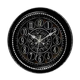 FC Design - 10"H Black & Silver Modern-Classic Semi Transparent Round Wall Clock - Multicolor