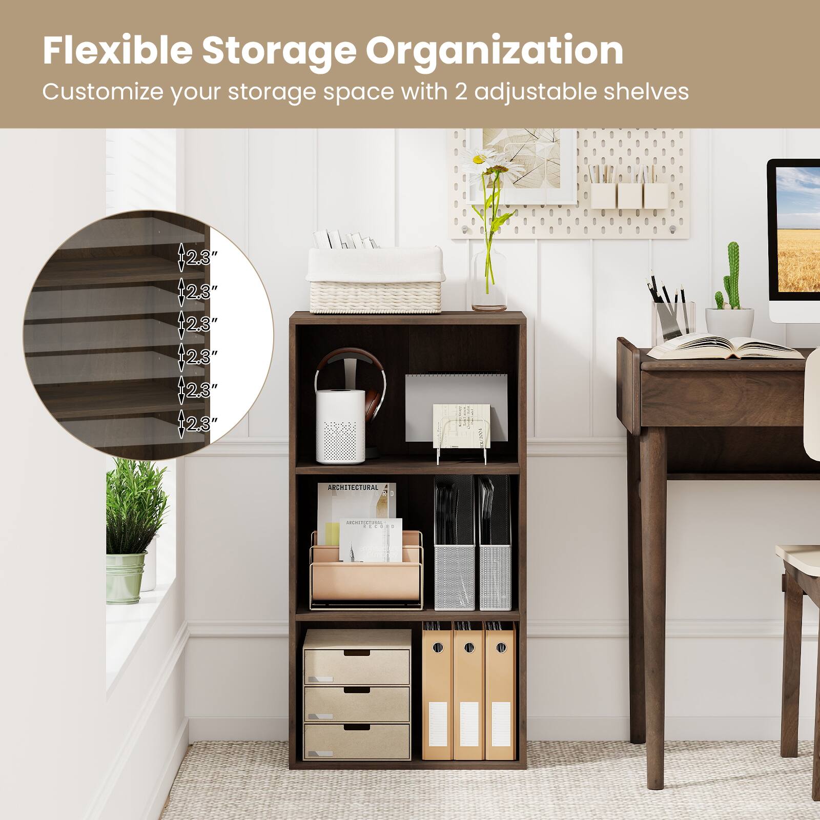Flexible Storage Organization  
Customize your storage space with 2 adjustable shelves