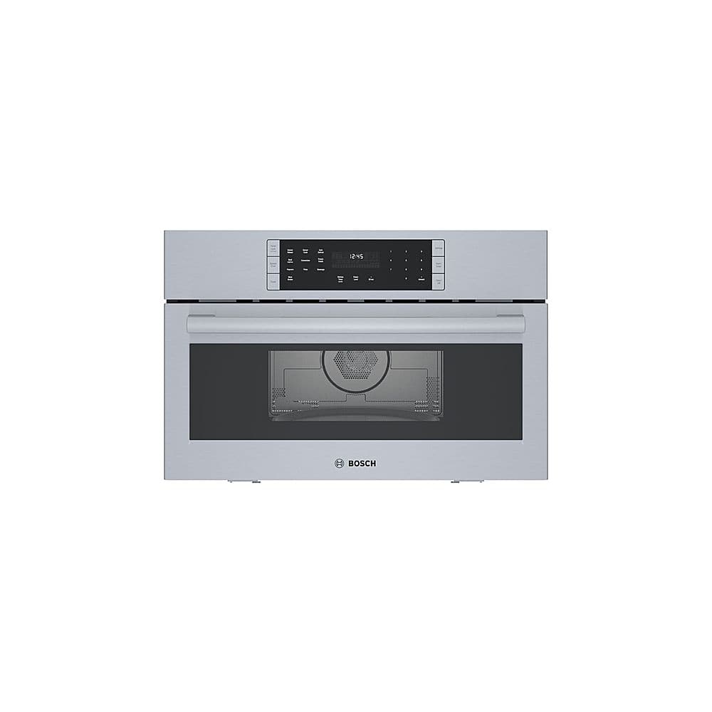 Front. Bosch - 800 Series 1.6 Cu. Ft. Convection Built-In Microwave - Stainless Steel.