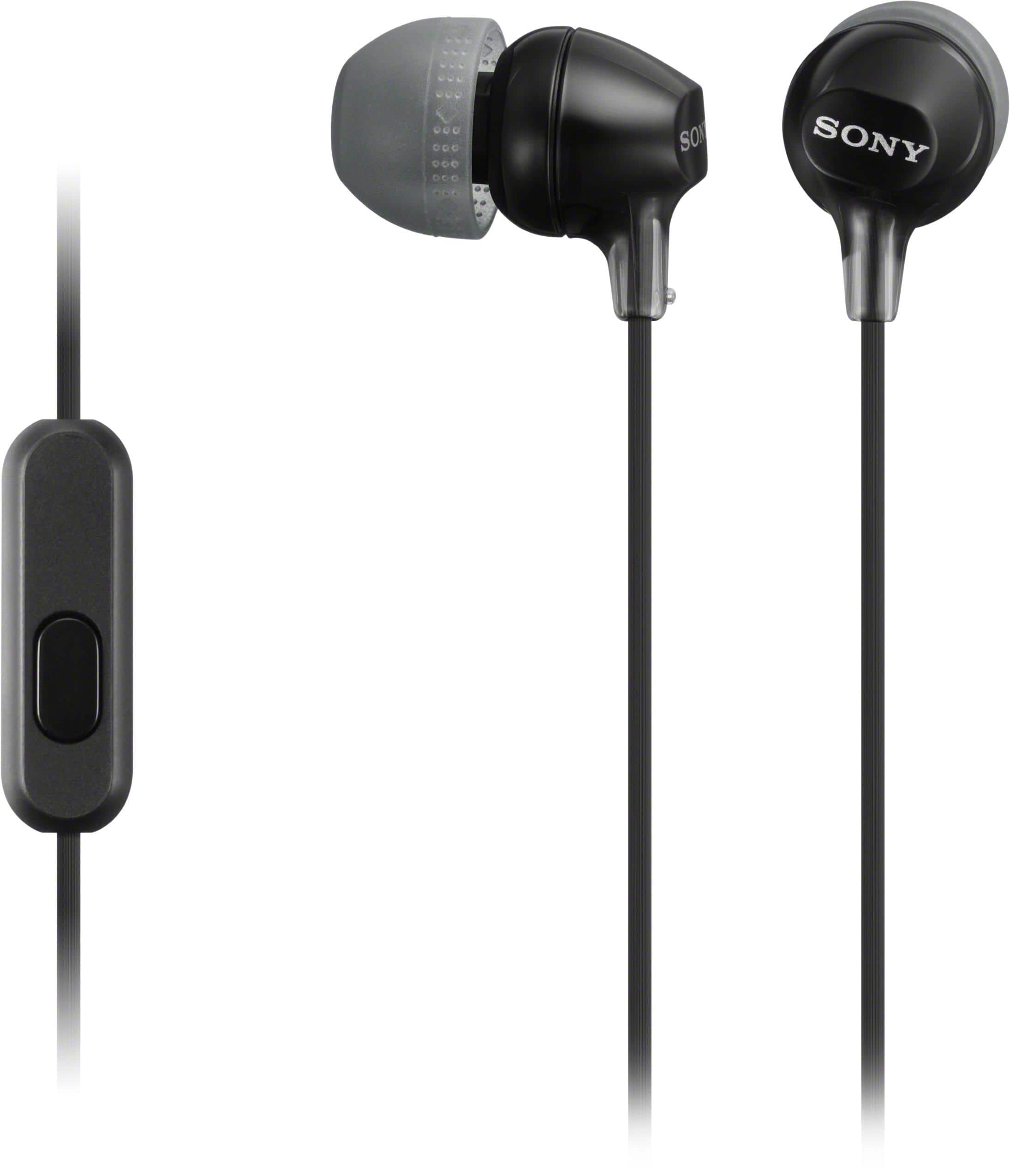 Front. Sony - MDREX14AP Wired Earbud Headphones - Black.