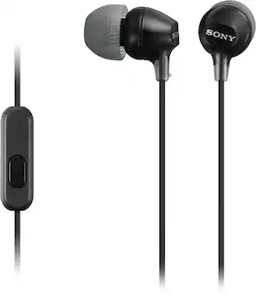 Front. Sony - MDREX14AP Wired Earbud Headphones - Black.