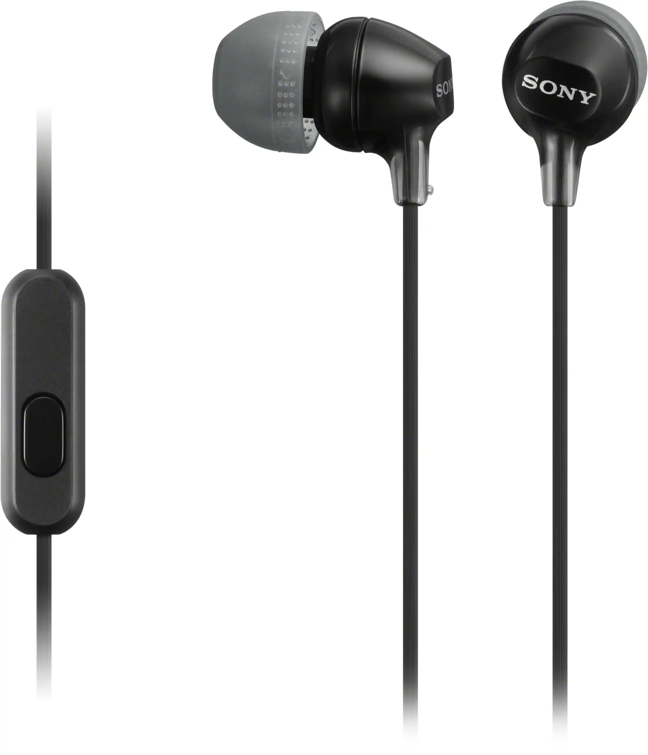 Front. Sony - MDREX14AP Wired Earbud Headphones - Black.