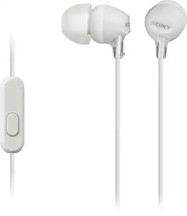 Front. Sony - MDREX14AP Wired Earbud Headphones - White.