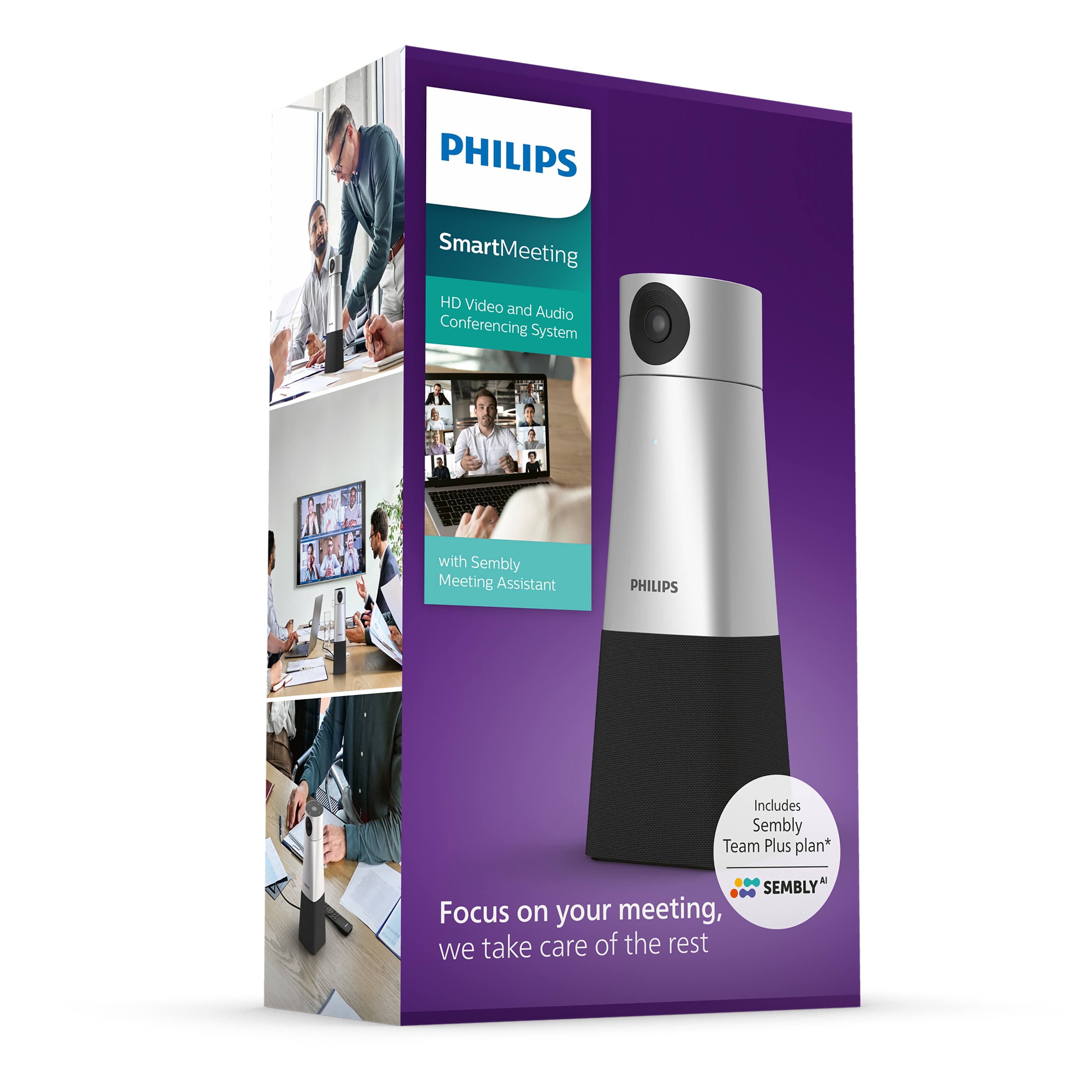Alt View 16. Philips - SmartMeeeting HD Audio and Video Conferencing Webcam with Sembly Meeting Assistant - Silver and Black.