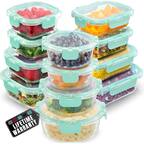 Front. Zulay Kitchen - Zulay Kitchen 12 Pack Premium Borosilicate Glass Food Storage Containers with Lids (Teal) - Teal.