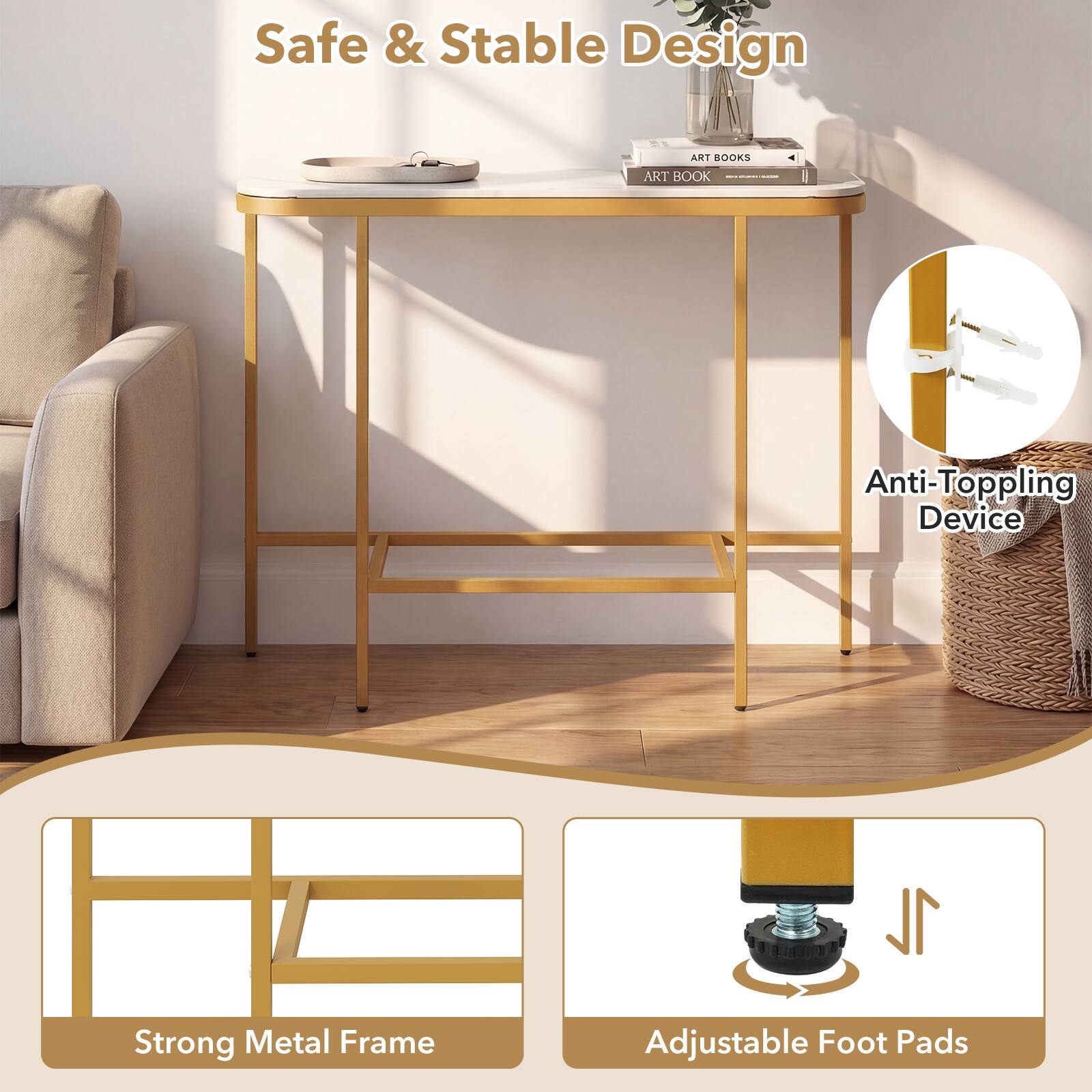 Safe & Stable Design

ART BOOKS ART BOOK

Anti-Toppling Device

1L

Strong Metal Frame

Adjustable Foot Pads