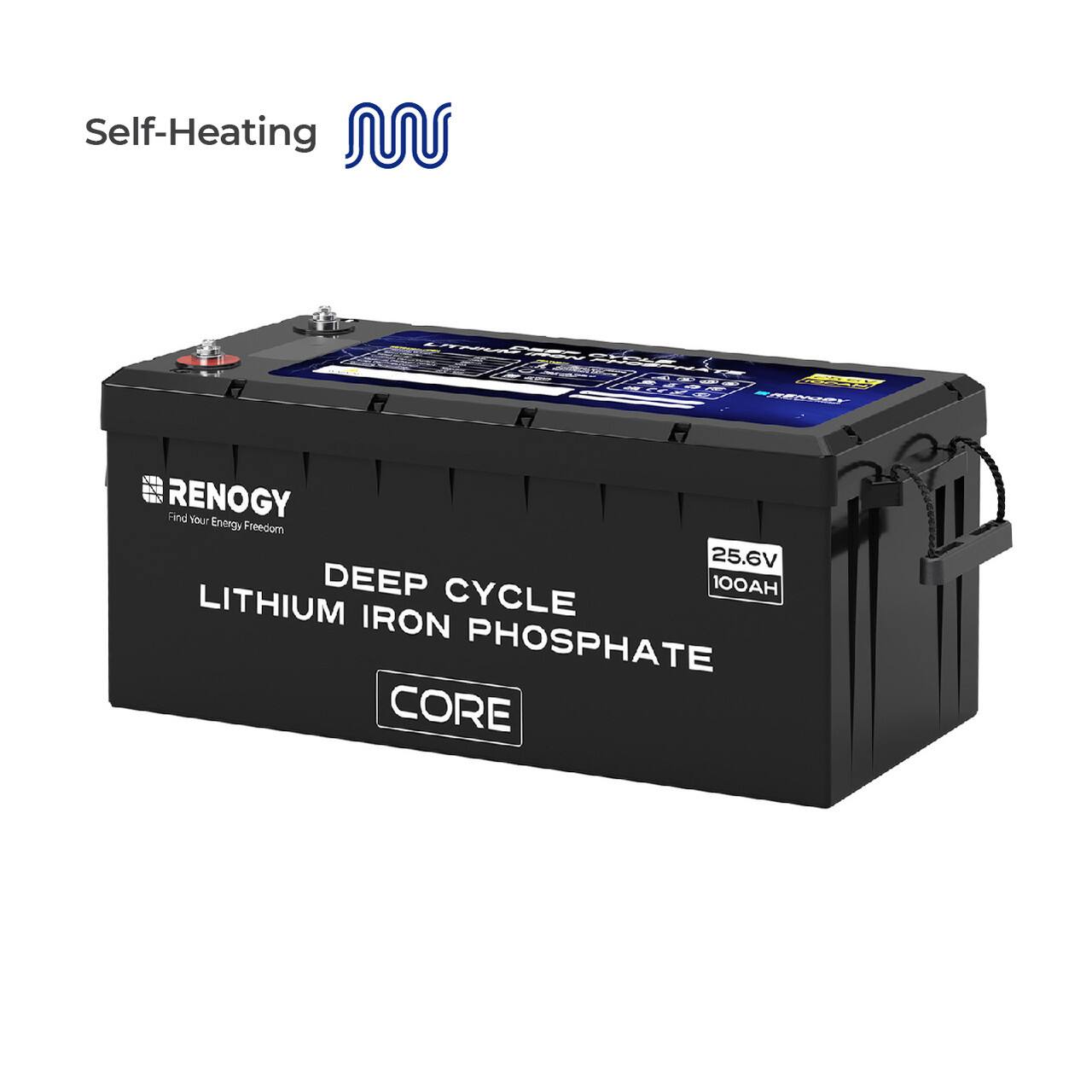 Self-Heating N FEC Renogy Find Your Energy Freedom 25.6V Deep Cycle 100AH Lithium Iron Phosphate Core