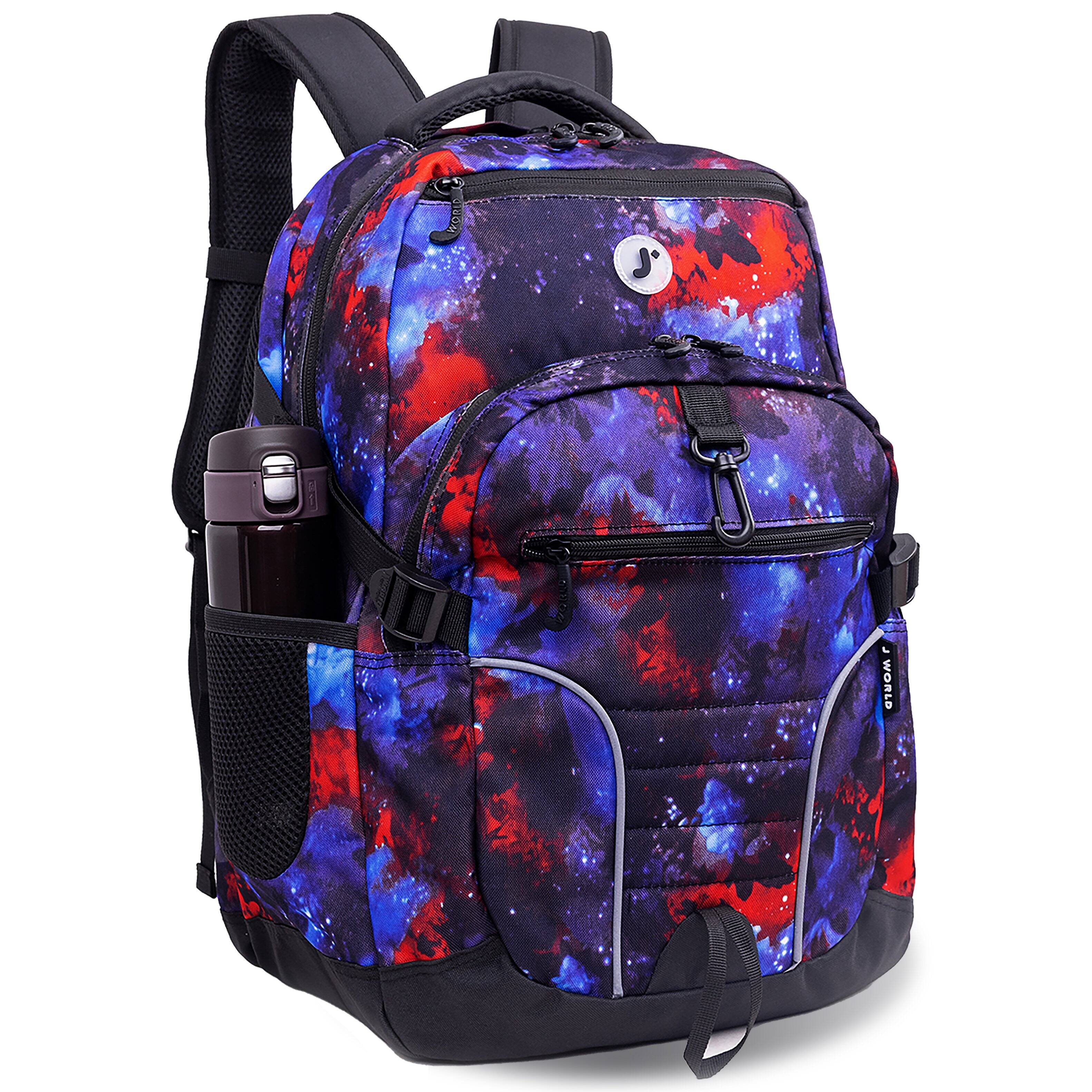 Left. J World - J World Boys and Girls Atom 18.5" Multi-Compartment Laptop Backpack for School and Travel, Galaxy - GALAXY.
