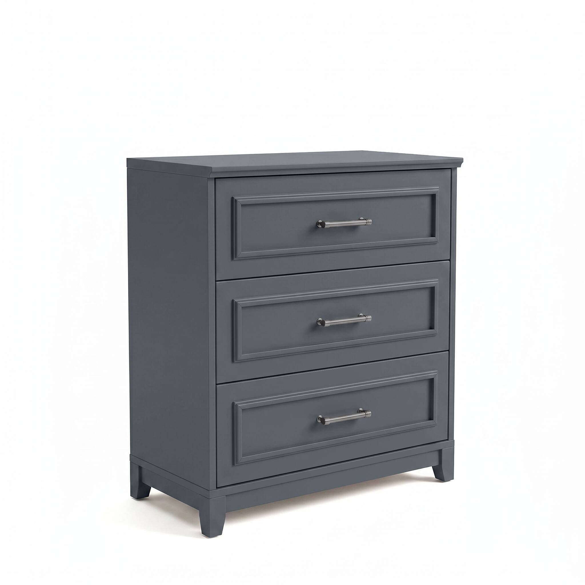 Alt View 1. Martha Stewart - Lily Pond Modular 3-Drawer Wooden Storage Media Cabinet with Pulls, Solid Wood Frame and Legs - Slate Blue Frame/Gunmetal Hardware.
