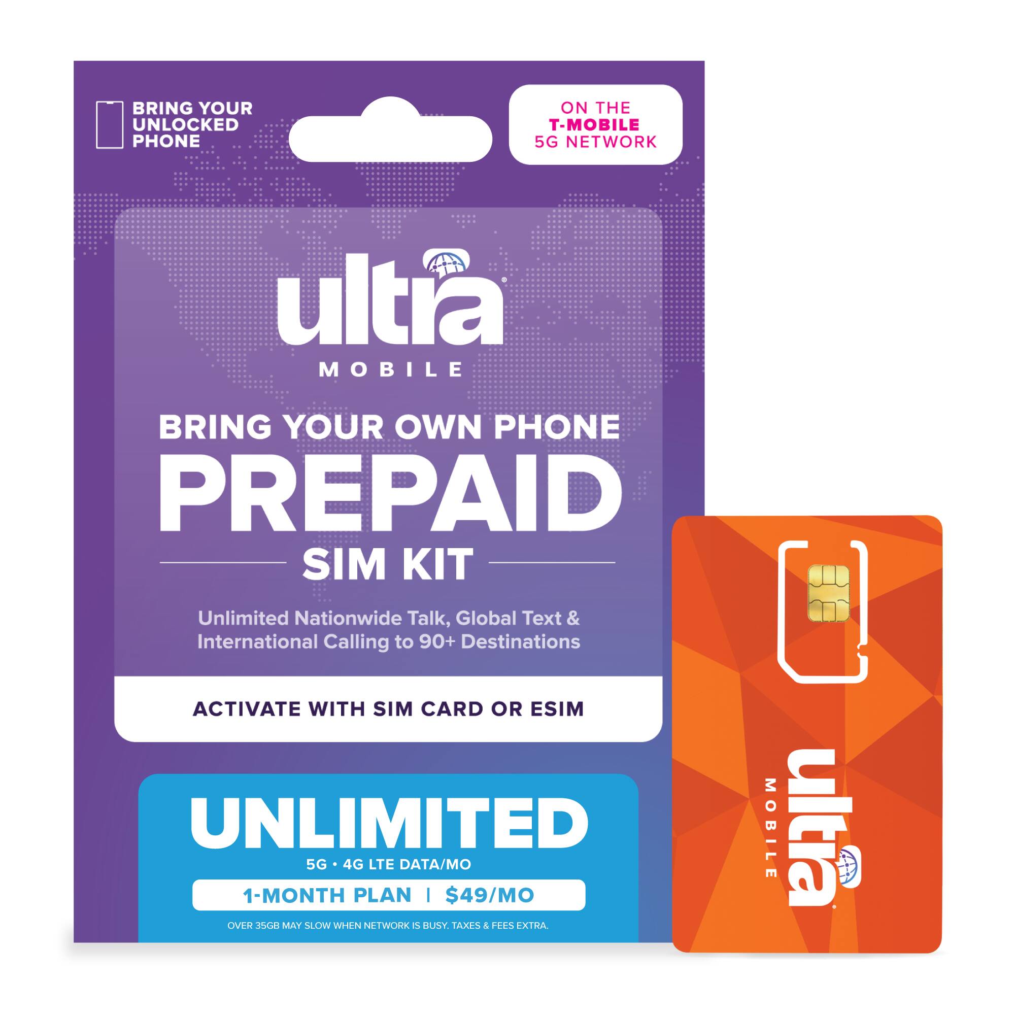 Ultra Mobile - 1-Month Unlimited Prepaid SIM Card - Orange