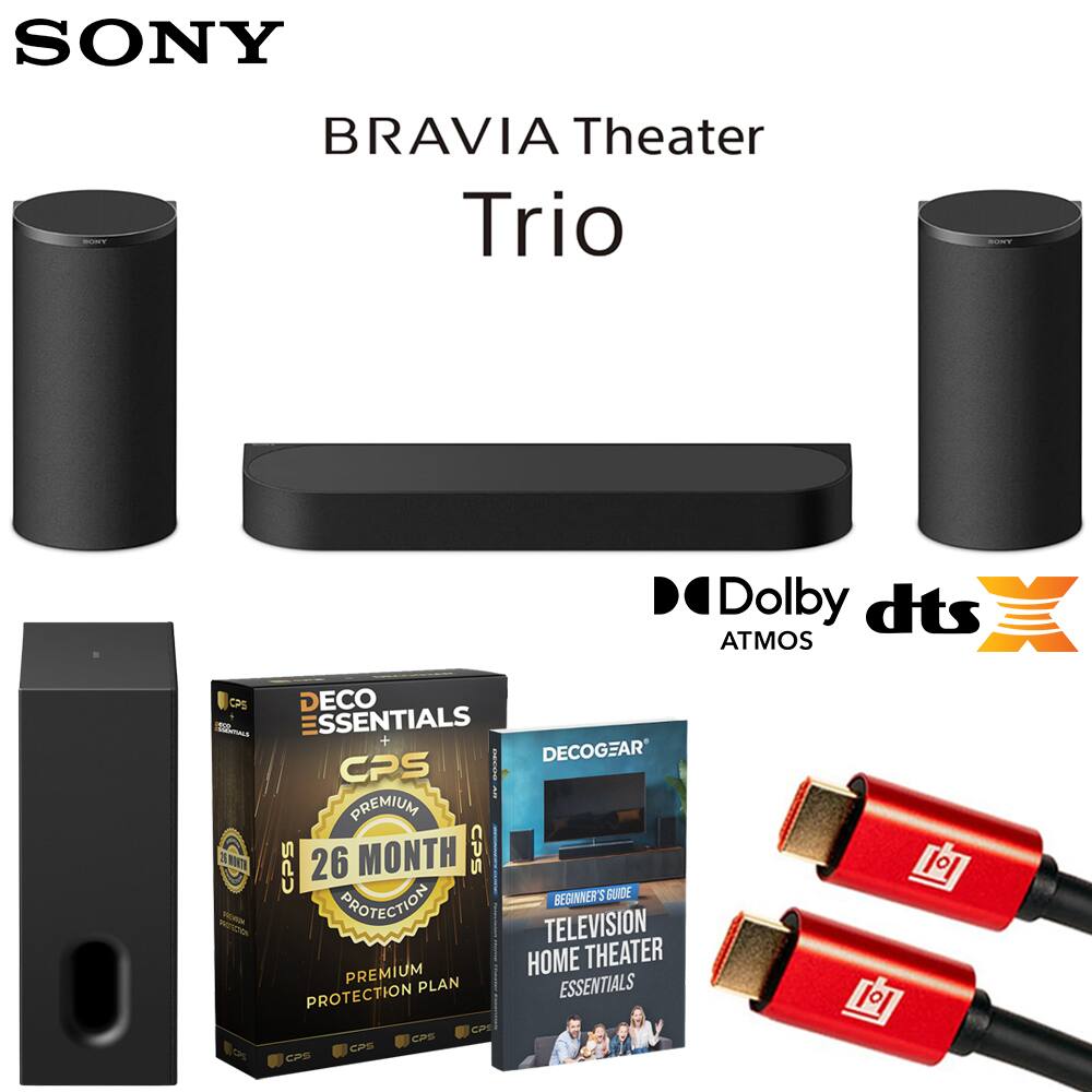 SONY BRAVIA Theater Trio Dolby dts ATMOS CPS DECO ESSENTIALS + DECOGEAR CPS - I PREMIUM T NOTH CPS 26 MONTH CPS BEGINNER'S GUIDE VEDMN PROTECTION WOTCIN TELEVISION HOME THEATER PREMIUM PLAN ESSENTIALS PROTECTION CP EE CPB Se CPS 1 1