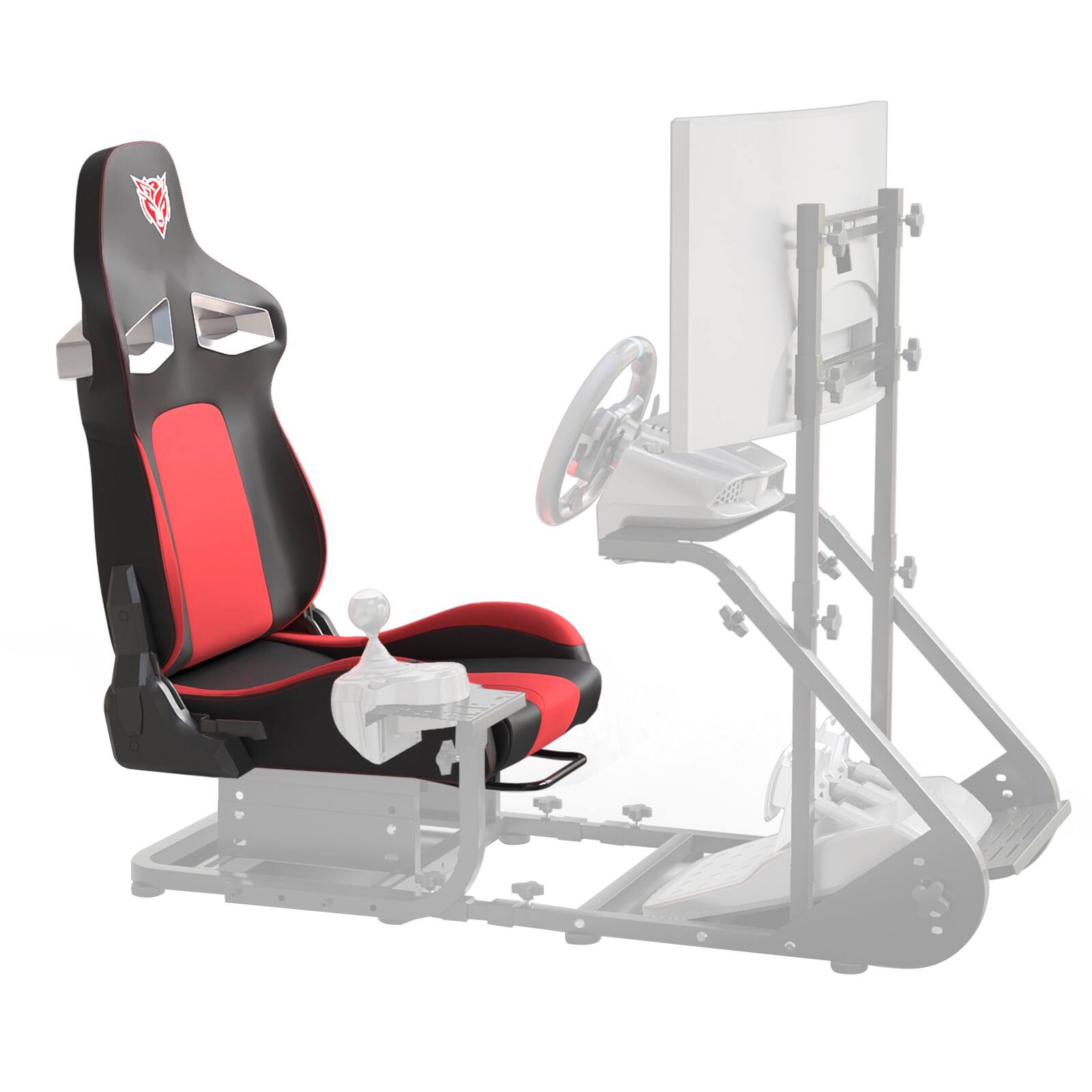 Front. Dexmalle - Dexmalle-Universal PVC Bucket Style Reclinable Sport PU Leather Simulator Racing Seat with Adjustable Lock Slide-Red - Red.