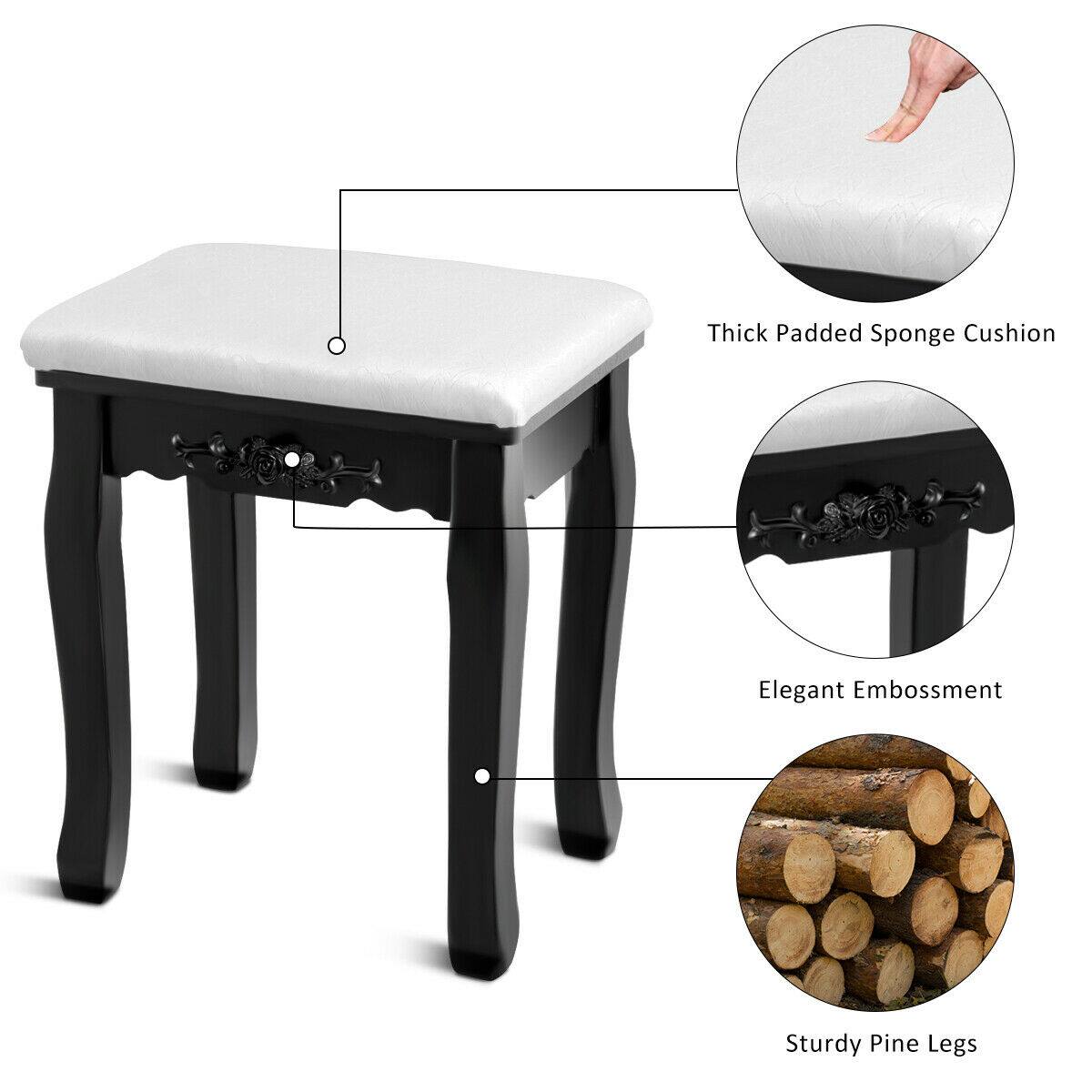 - Thick Padded Sponge Cushion
- Elegant Embossment
- Sturdy Pine Legs