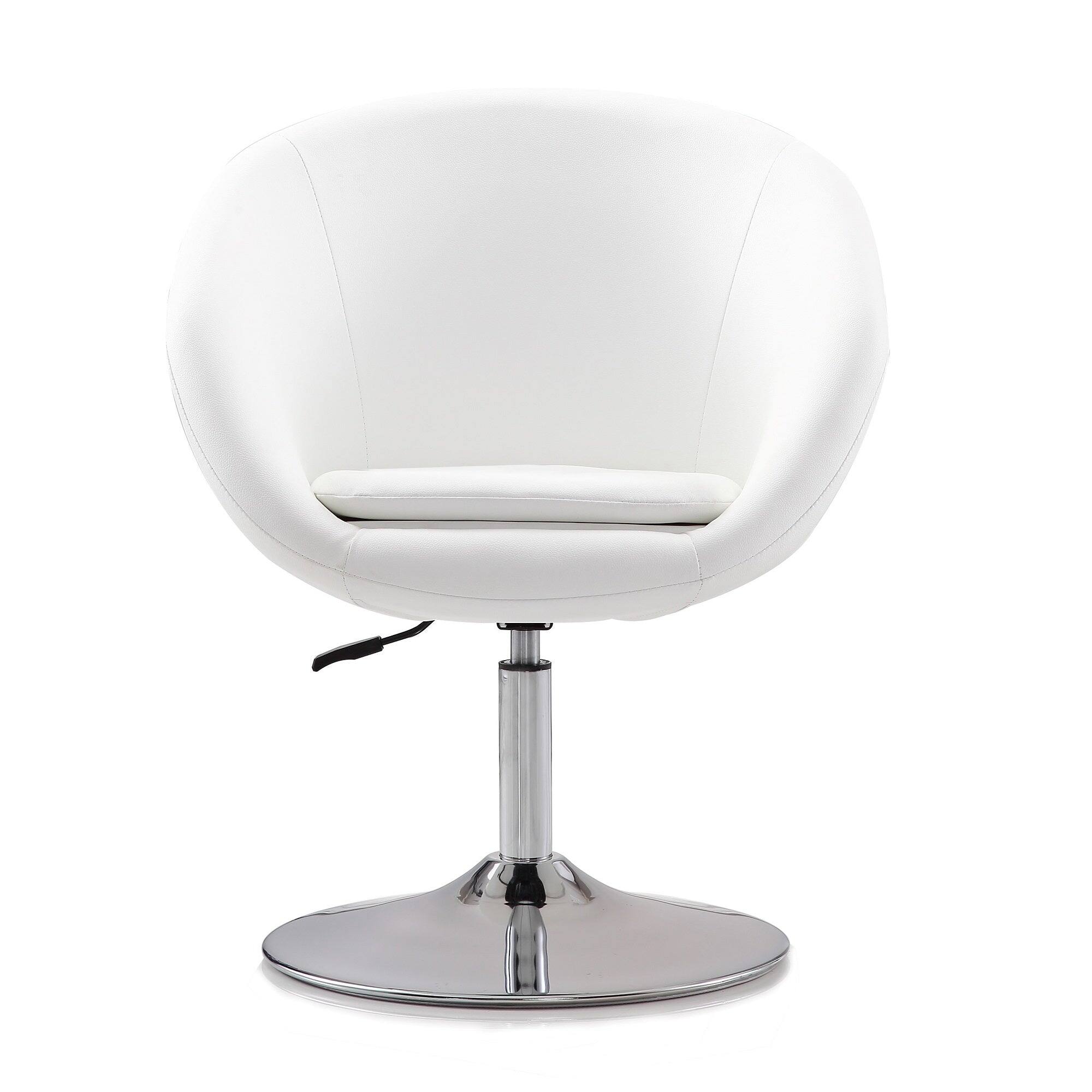 Back. Manhattan Comfort - Hopper Modern Upholstered Swivel Lounge Chair - White.