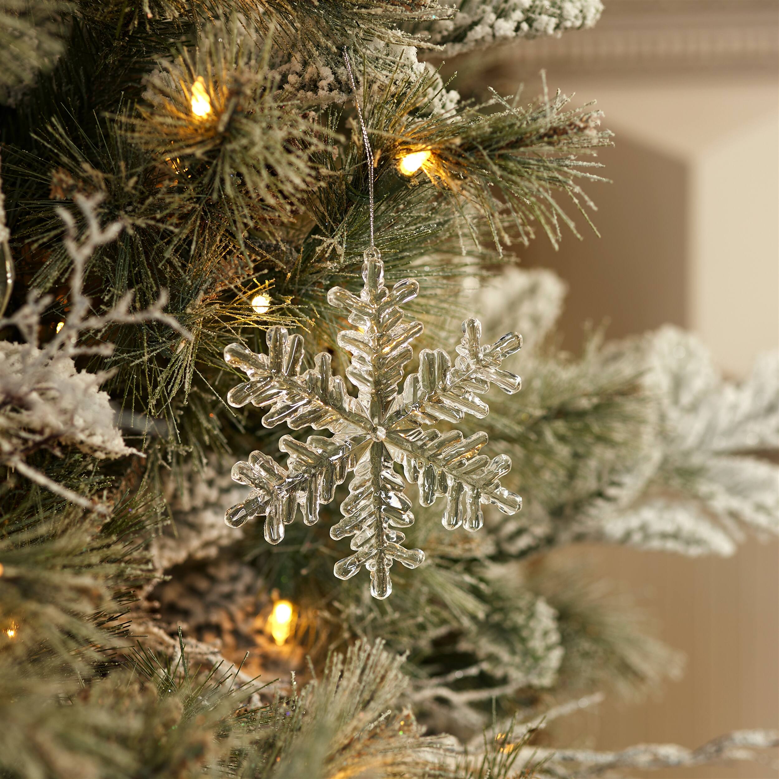 Left. BreeBe - Clear Acrylic Snowflake Oranment (Set of 12) - Clear.