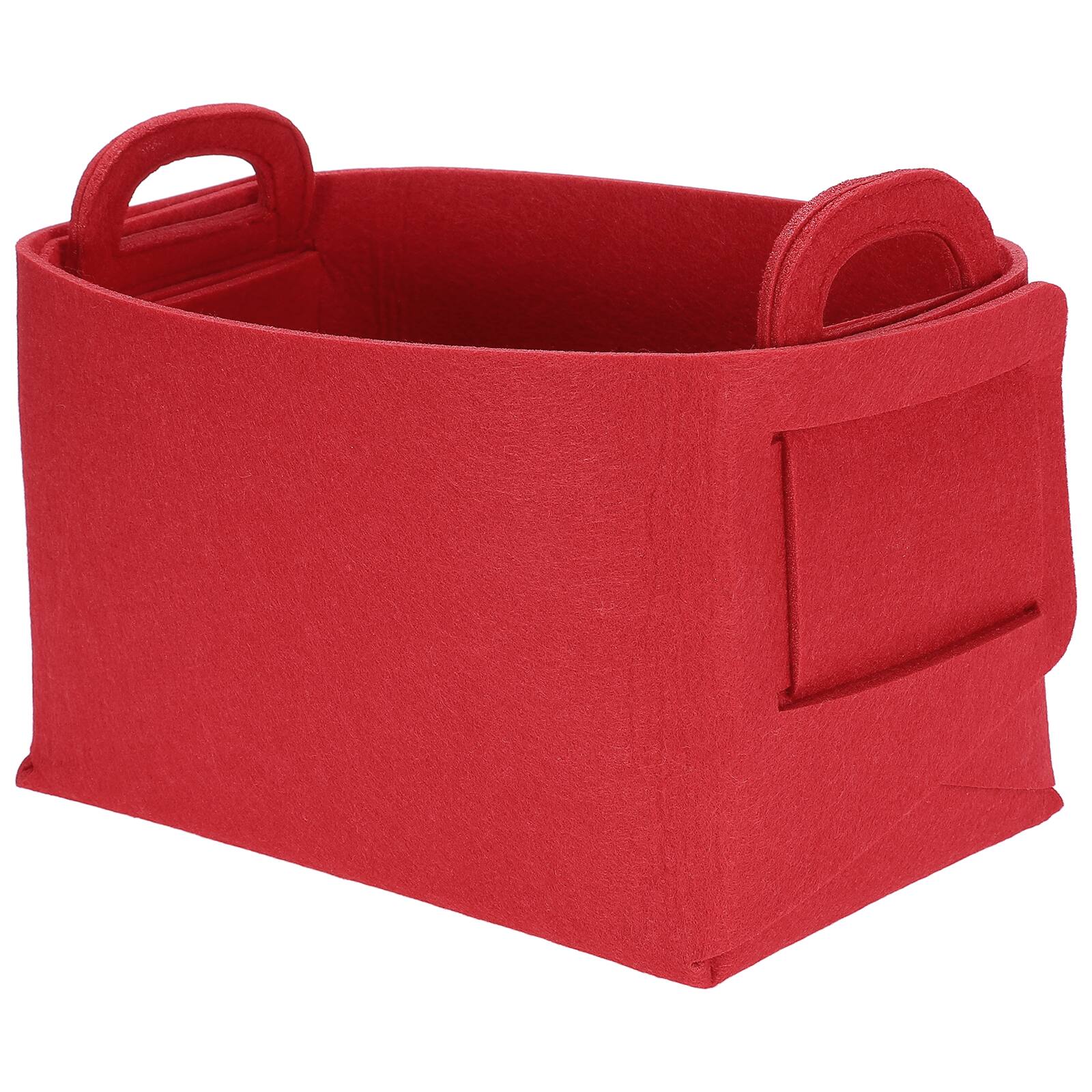 Unique Bargains - Felt Storage Bin 7.9x5.1x4.9" Foldable Handles Collapsible Organizer for Shelves, Closet, Books, Office, Bedroom - Red