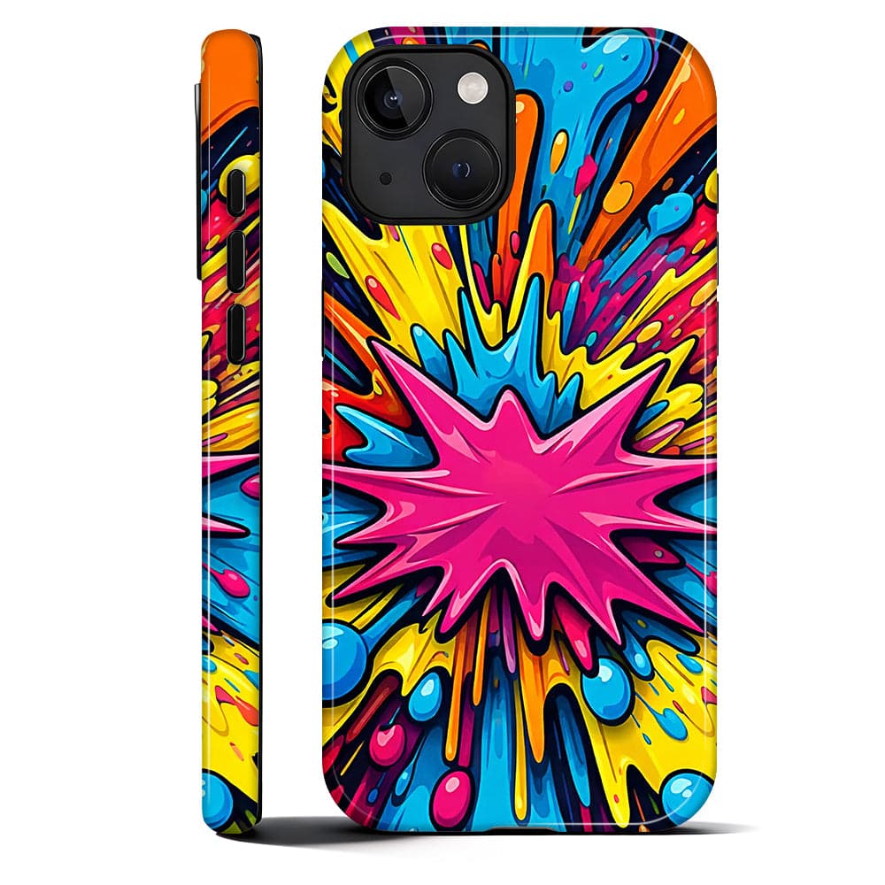 BUBM - Smartphone Case for iPhone - 2-Layer Durable Smartphone Protection Case - Neon Impact - Neon Impact for iPhone 14